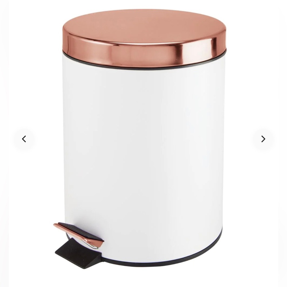 5 Liter round step trash can, white/rose gold, mDesign